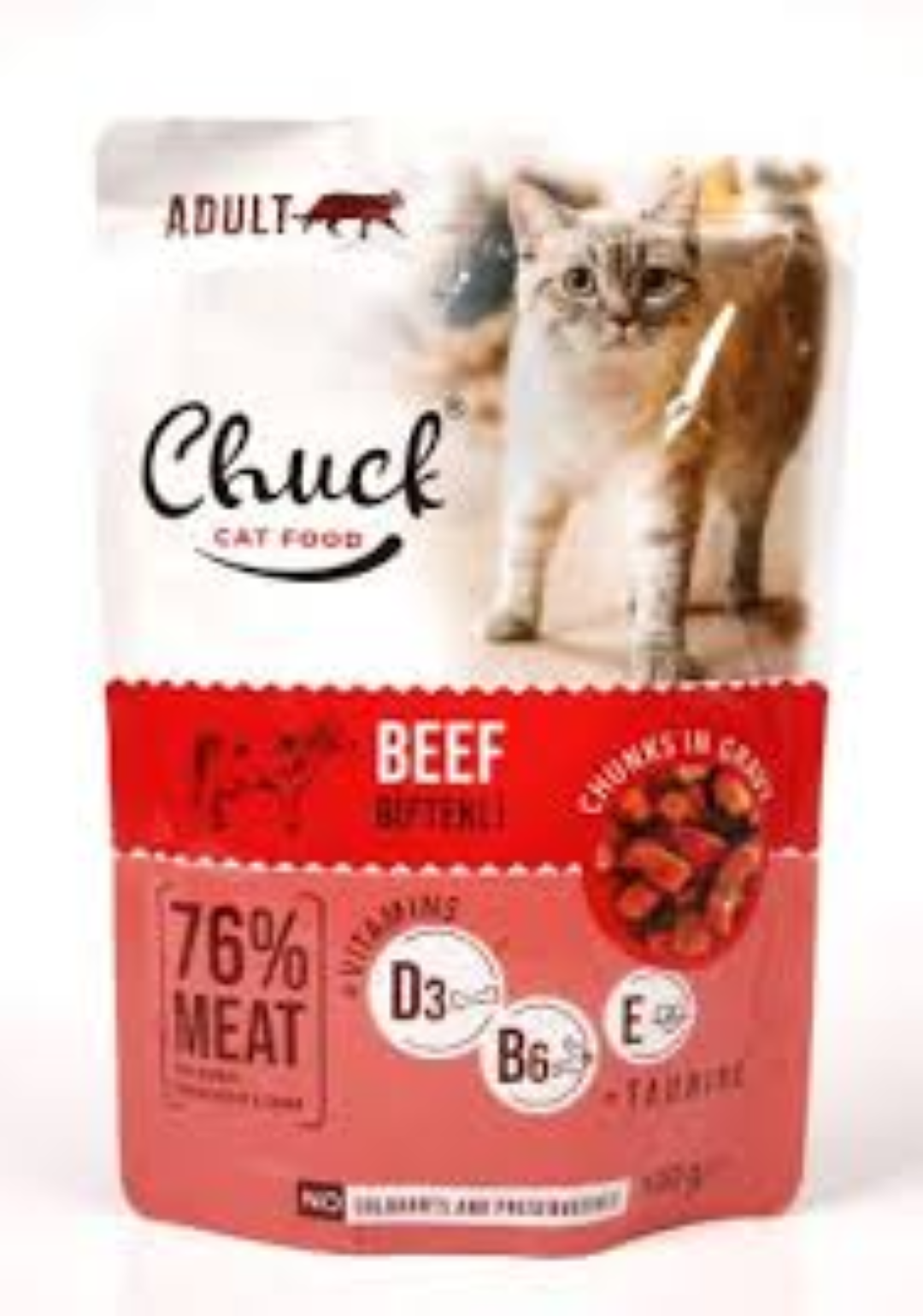CHUCK POUCH ADULT CAT BEEF 100G